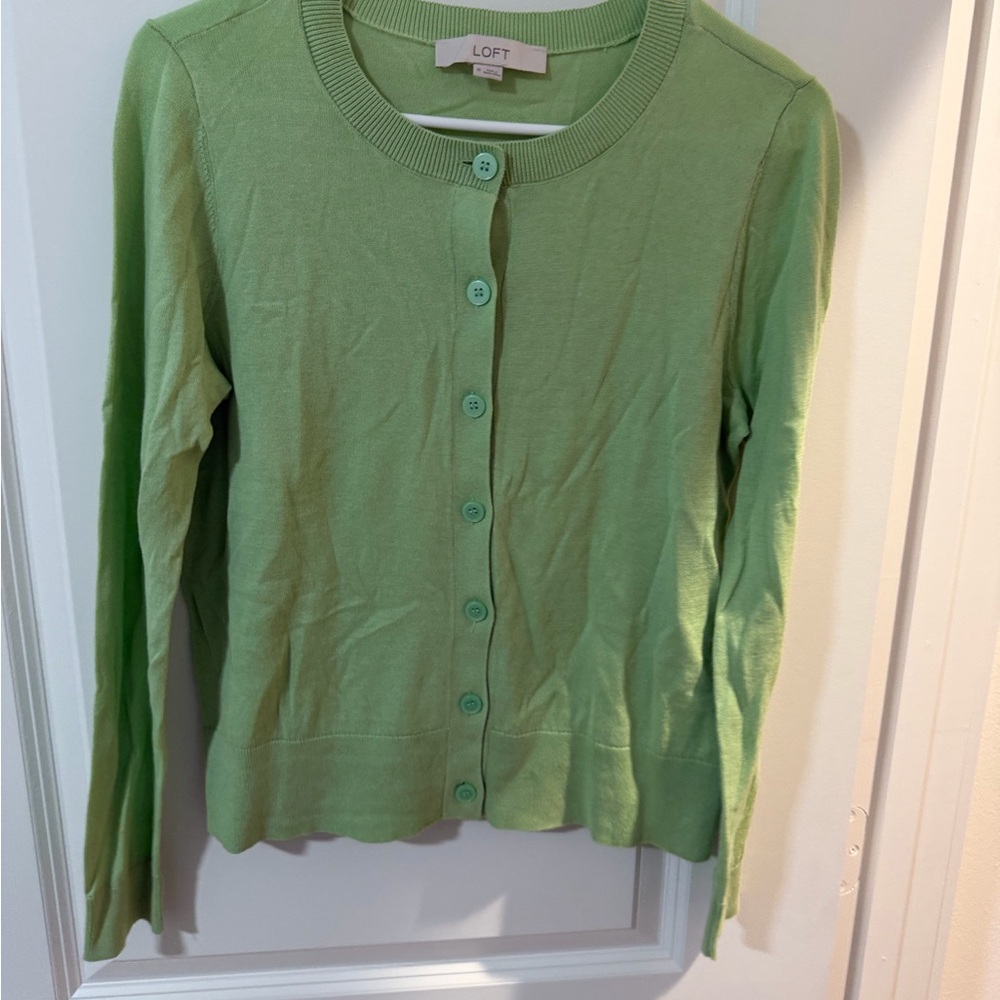LOFT Green Cardigan Sweater